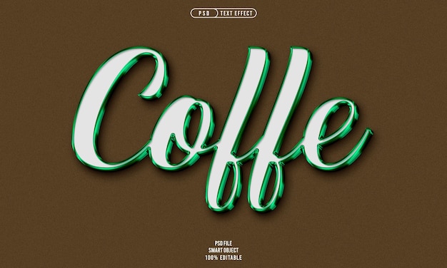 Free PSD coffe 3d editable text effect