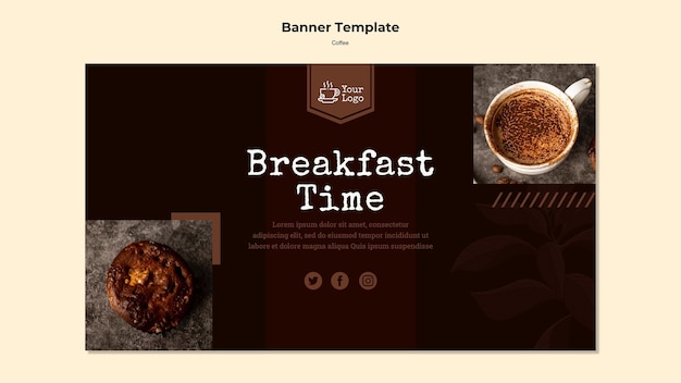 Бесплатный PSD Шаблон кофейного баннера