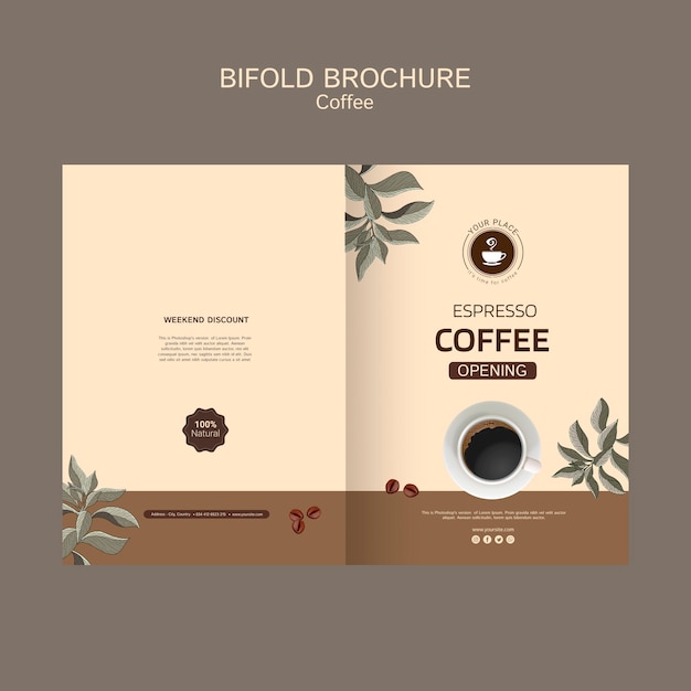 Free PSD coffee bifold brochure