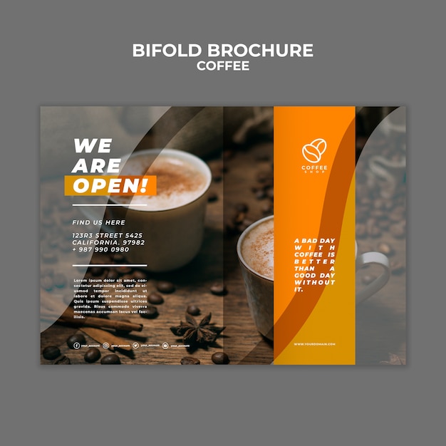 PSD gratuito brochure bifold caffè