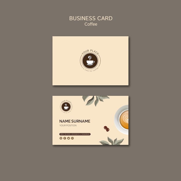 Шаблон визитной карточки кофе