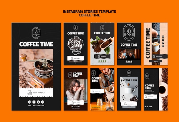 PSD gratuito modello di storie di instagram di tempo di caffè e cioccolato