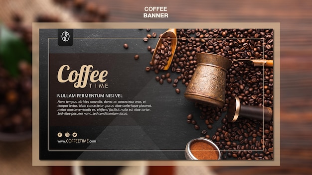 Бесплатный PSD Шаблон баннера концепции кофе
