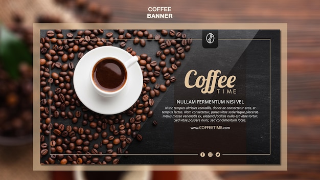 Бесплатный PSD Шаблон баннера концепции кофе