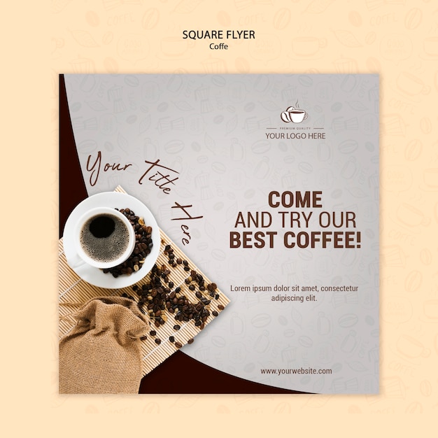 Free PSD coffee concept square flyer template