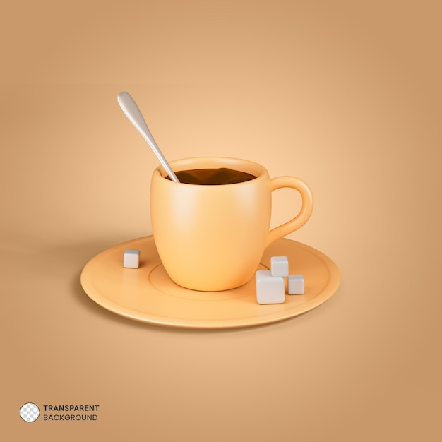 Free PSD coffee cup icon isolated 3d render illustration