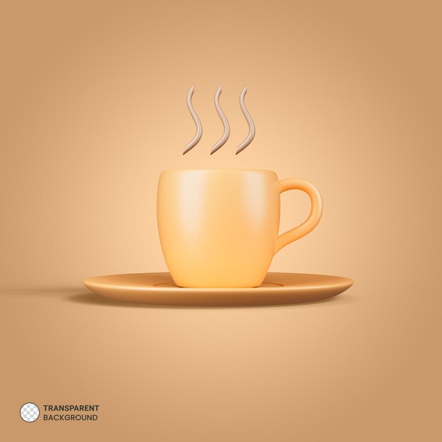 コーヒーカップアイコン分離3dレンダリングイラスト