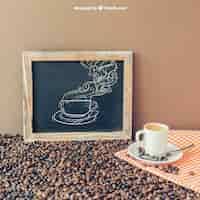 Free PSD coffee decoration with slate