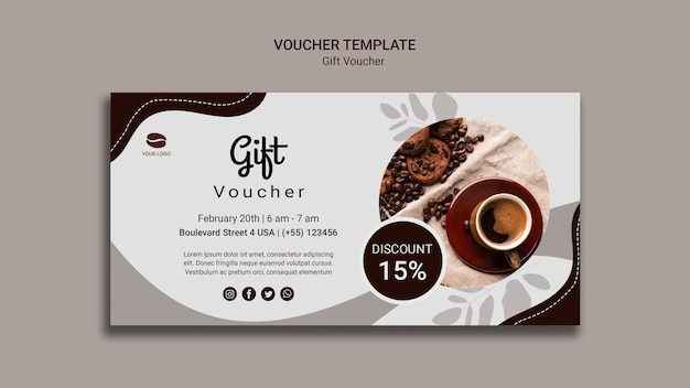 Free PSD coffee gift voucher template