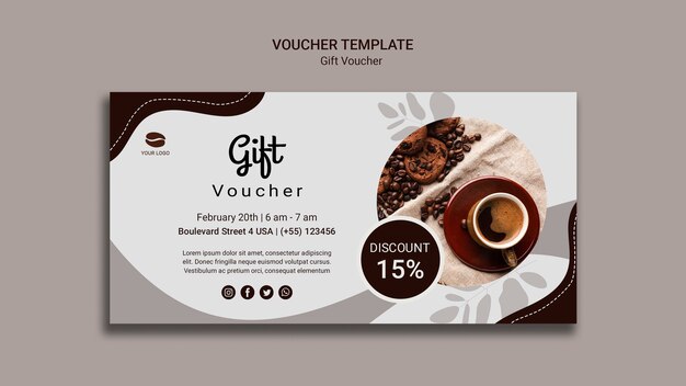 Coffee gift voucher template