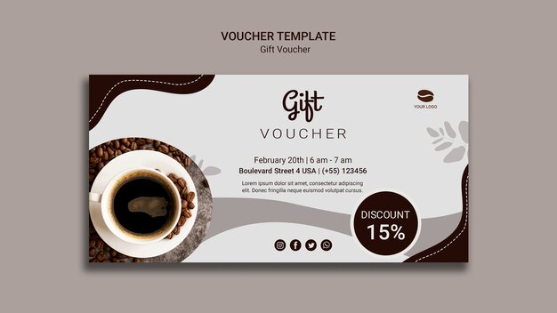 Coffee gift voucher with discount