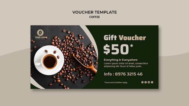 무료 PSD 커피 선물 바우처