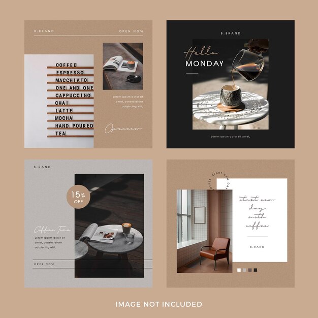 Free PSD coffee instagram post set premium psd