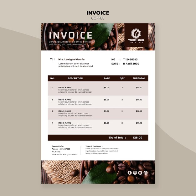 Coffee invoice template