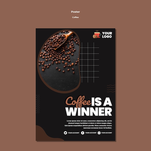 Free PSD coffee is winner poster template