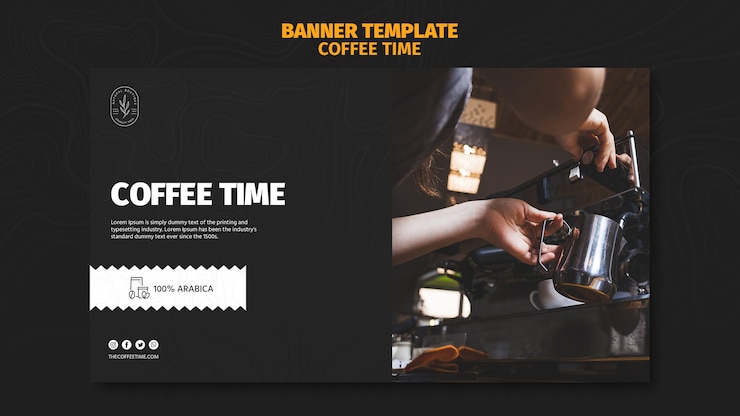 Free PSD coffee morning time banner template