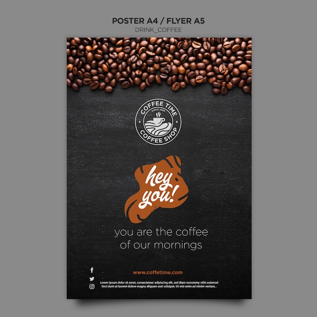Бесплатный PSD Шаблон кофе постер