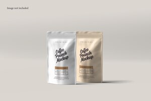 免费的PSD咖啡袋包装模型侧视图