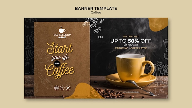 PSD gratuito modello di banner di promozione del caffè