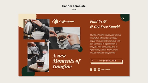 PSD gratuito modello di banner di caffetteria