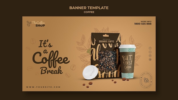 PSD gratuito modello di banner di caffetteria