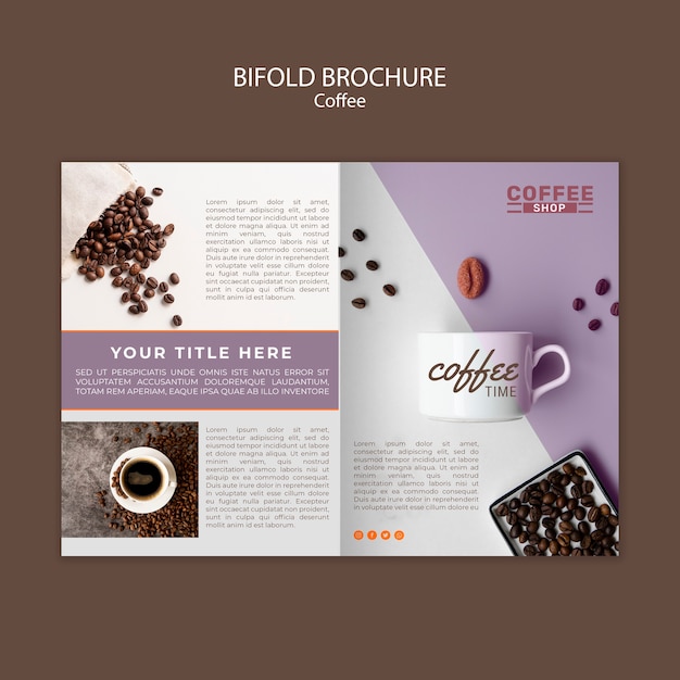 PSD gratuito modello dell'opuscolo bifold caffetteria