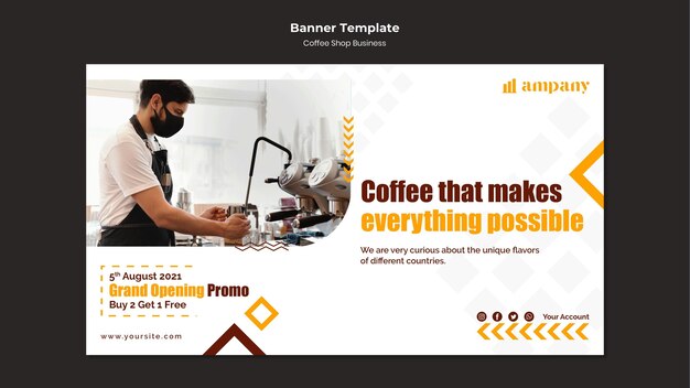 Coffee shop business banner design template