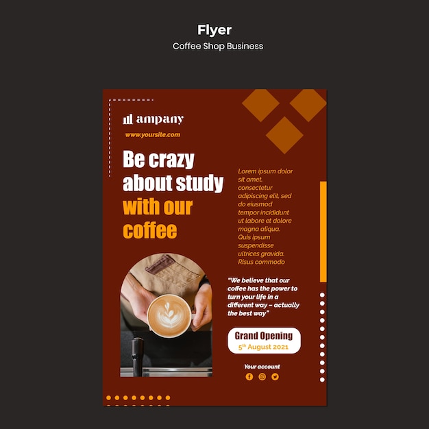 Free PSD coffee shop business flyer design template