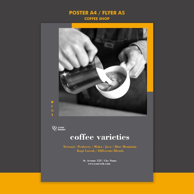 Free PSD coffee shop flyer template design