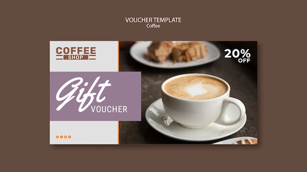 PSD gratuito modello del buono regalo della caffetteria