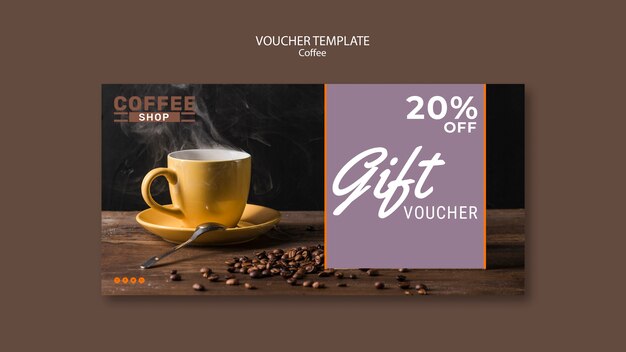 PSD gratuito modello del buono regalo della caffetteria