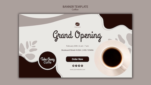 Coffee shop grand opening banner template