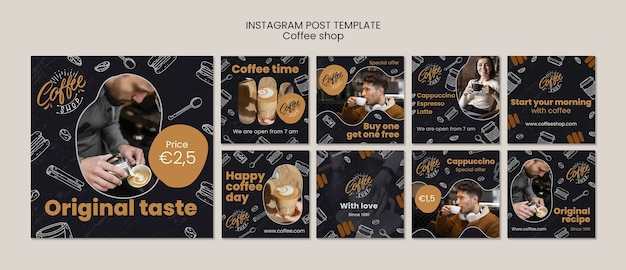Free PSD coffee shop  instagram posts template