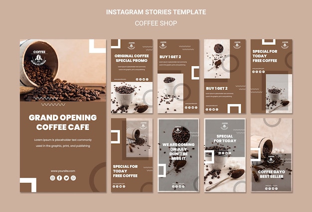 Free PSD coffee shop instagram stories template