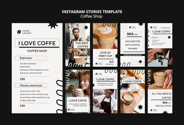 Free PSD coffee shop  instagram stories template