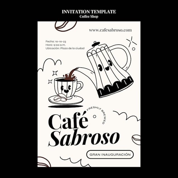 PSD gratuito modello di invito per una caffetteria