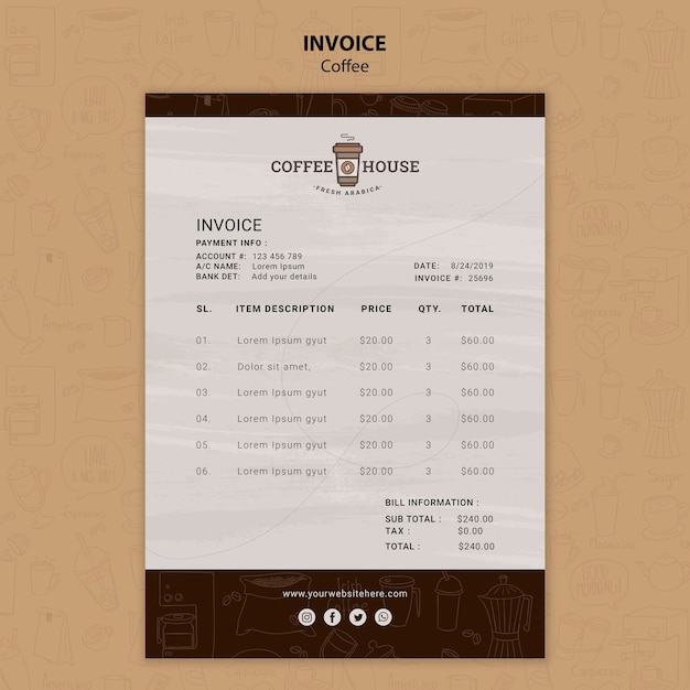Coffee shop invoice template