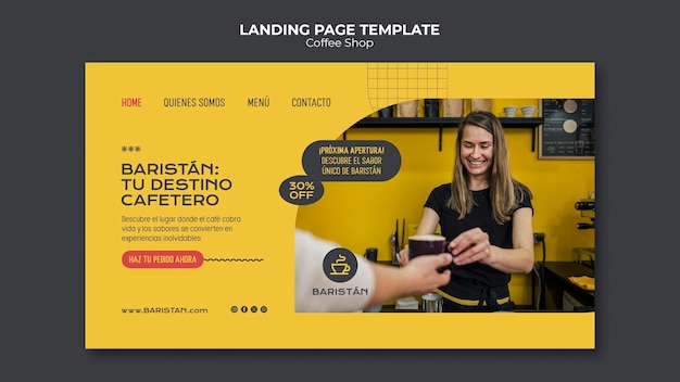 Free PSD coffee shop landing page template