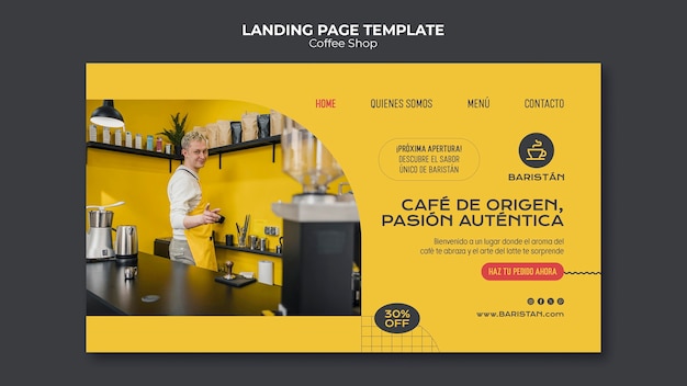 Free PSD coffee shop landing page template