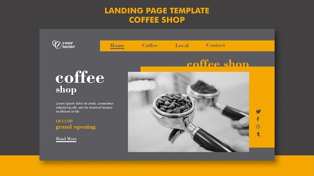 Coffee shop landing page