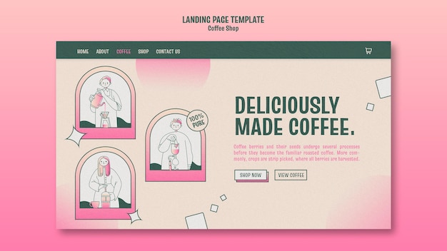 Free PSD coffee shop landing page