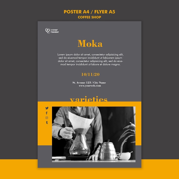 PSD gratuito tema del modello di poster della caffetteria