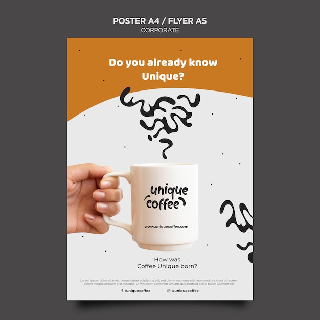 PSD gratuito modello di poster di caffetteria