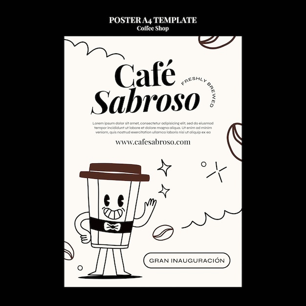 PSD gratuito modello di poster per caffetteria