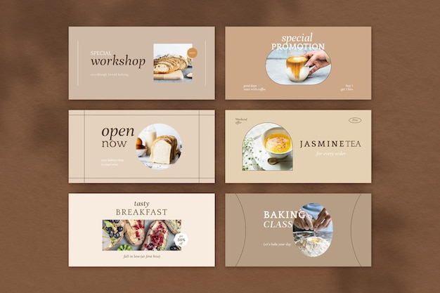 Coffee shop psd twitter header template set