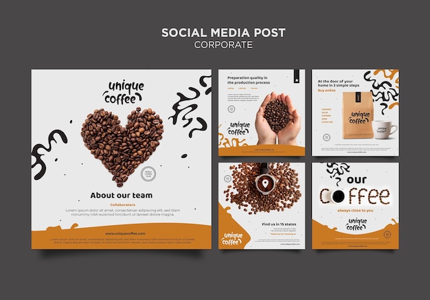 PSD gratuito modello di post sui social media della caffetteria