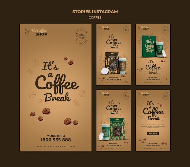 Coffee shop social media stories pack