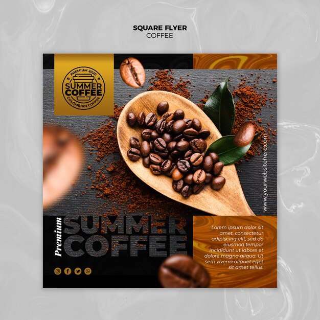 Coffee shop square flyer template