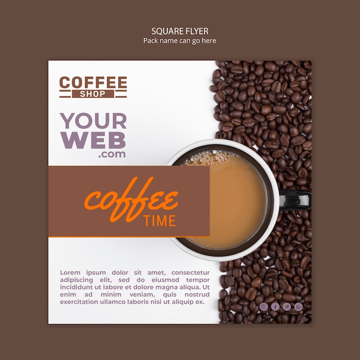 Free PSD coffee shop square flyer template