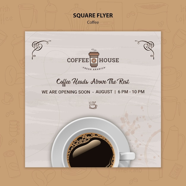 Coffee shop square flyer template